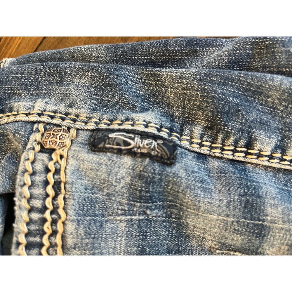 Silver jeans Boyfriend Women 30x29 Grunge Western Distressed Y2K Thick Stitch - Picture 10 of 16